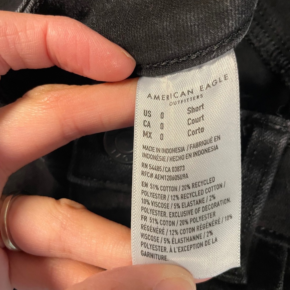 American Eagle High-Rise Jegging Dream Stretch Black Jeans Size 0 Short - Picture 3 of 8